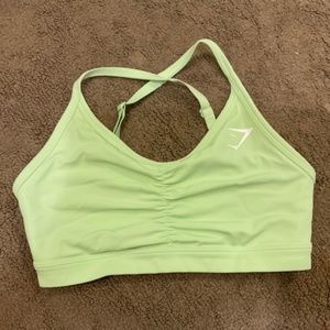 Green Ruched gymshark sports bra